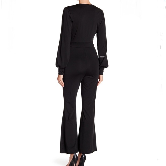 Split Sleeve Jumpsuit w/Deep V Neck & Flared Leg - Picture 2 of 6